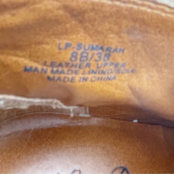 Lucky Brand Sumarah Cognac Brown Suede Buckled Monk Strap Wedge Bootie Size 8 - Picture 12 of 16